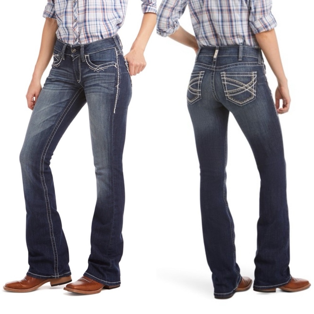 Ariat R.E.A.L. Mid Rise Stretch Entwined Boot Cut Jean Size 29 R Country Western